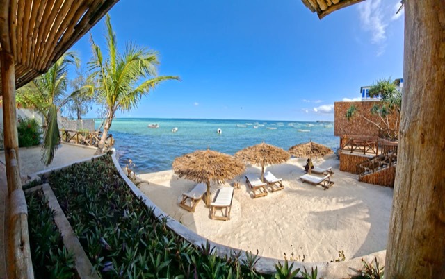 View of the beach from the terrace