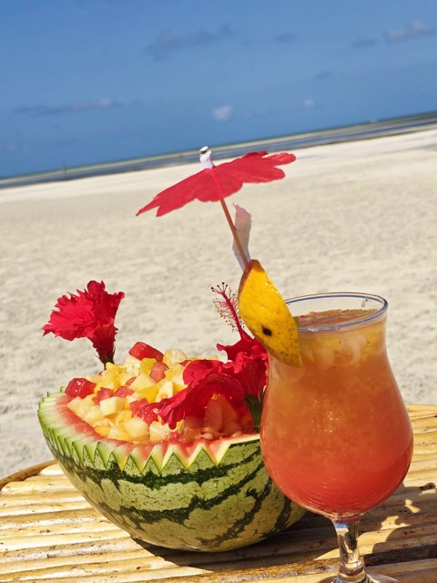 Watermelon cocktail on the beach
